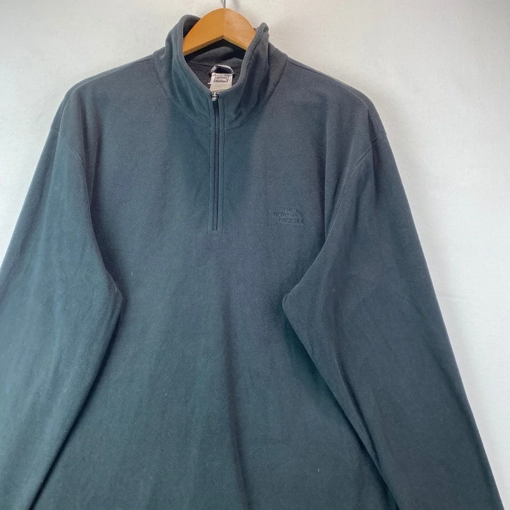 The North Face TKA 100 Quarter Zip Fleece Pullover Mens XXL Black Lightweight